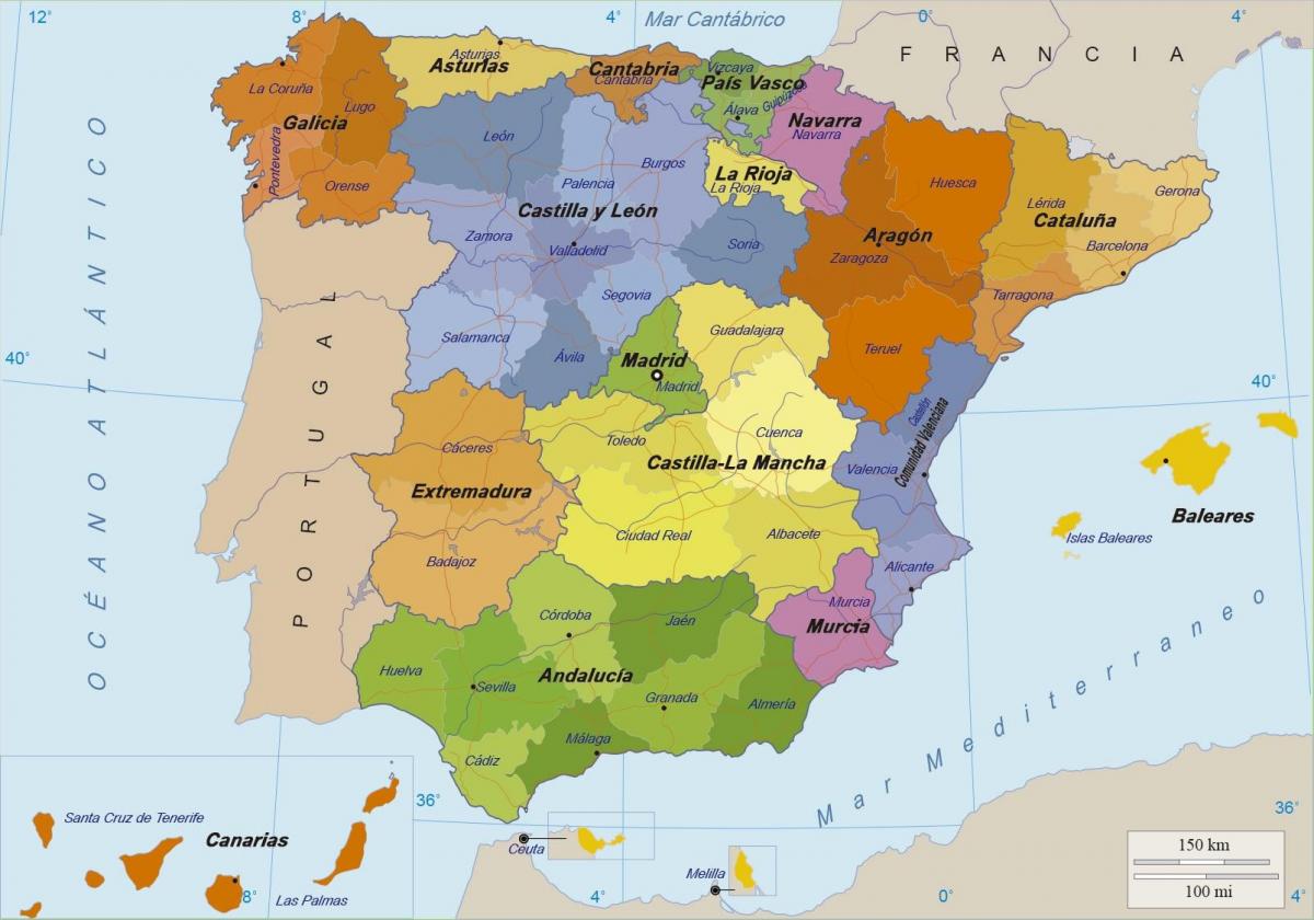 kort over spanien og øer Kort Over Spanien Og Oerne Kort I Spanien Og Oerne Det Sydlige Europa Europa kort over spanien og øer