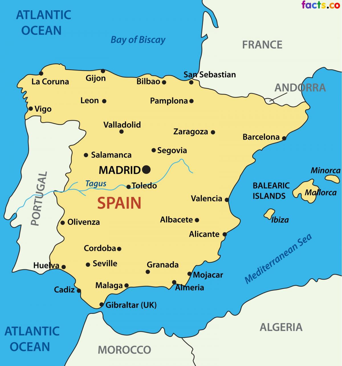 spanien kort byer Spanien Byer Kort Kort Over Spanien Viser Byer Det Sydlige Europa Europa spanien kort byer
