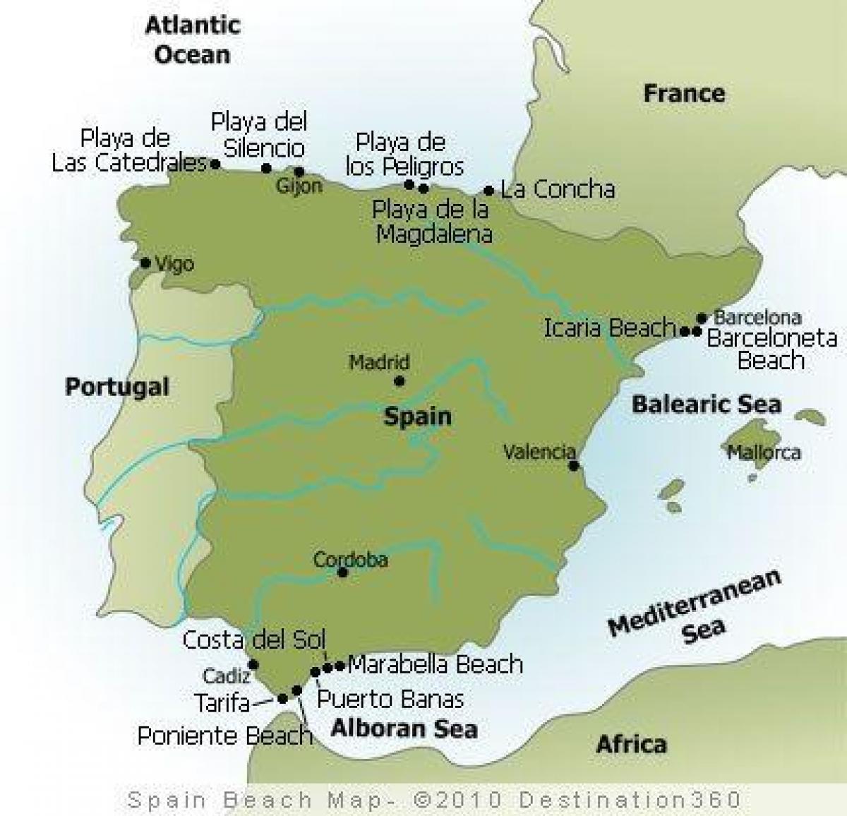 Spanien strand kort - Stranden resorts i Spanien kort (det ...